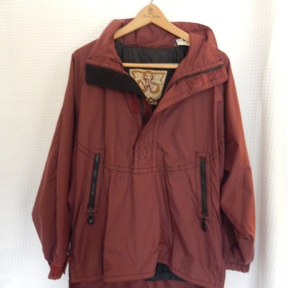 Oversized Burgundy Jacket, TECH, M/L, outerwear, cool, windbreaker, - Picture 1 of 5